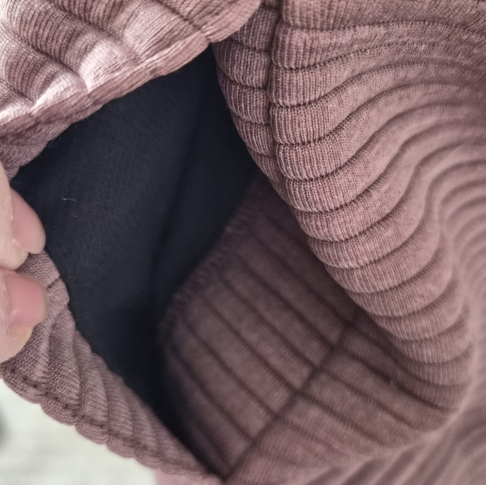 Lucy Inner Journey Pullover Size Large Funnel Neck Ribbed Cropped Mauve - Picture 7 of 10